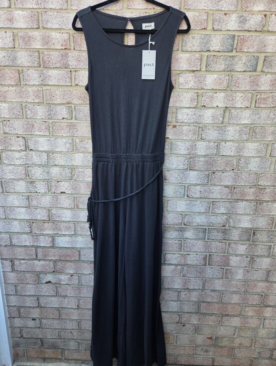 Pact Pants - PACT NWT Organic Cotton Wide Leg Jumpsuit Charcoal Black Size M